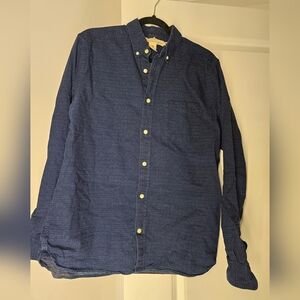 H&M Men's Long Sleeve Button Up Navy Dots